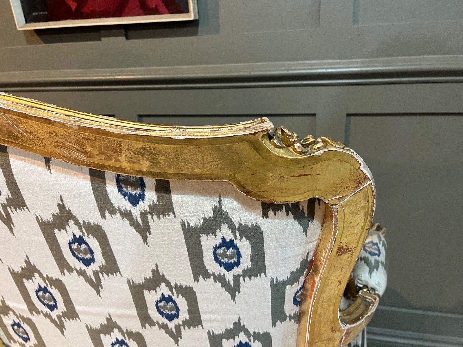 Antique French Sofa In Gilded & Carved Wood Louis XV Style photo Furniture