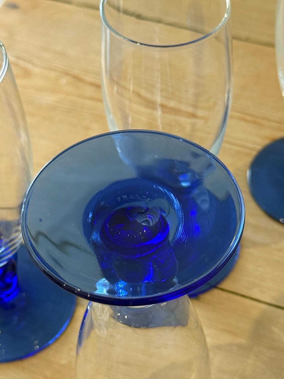 photo furniture Vintage French Cobalt Blue Champagne Flutes