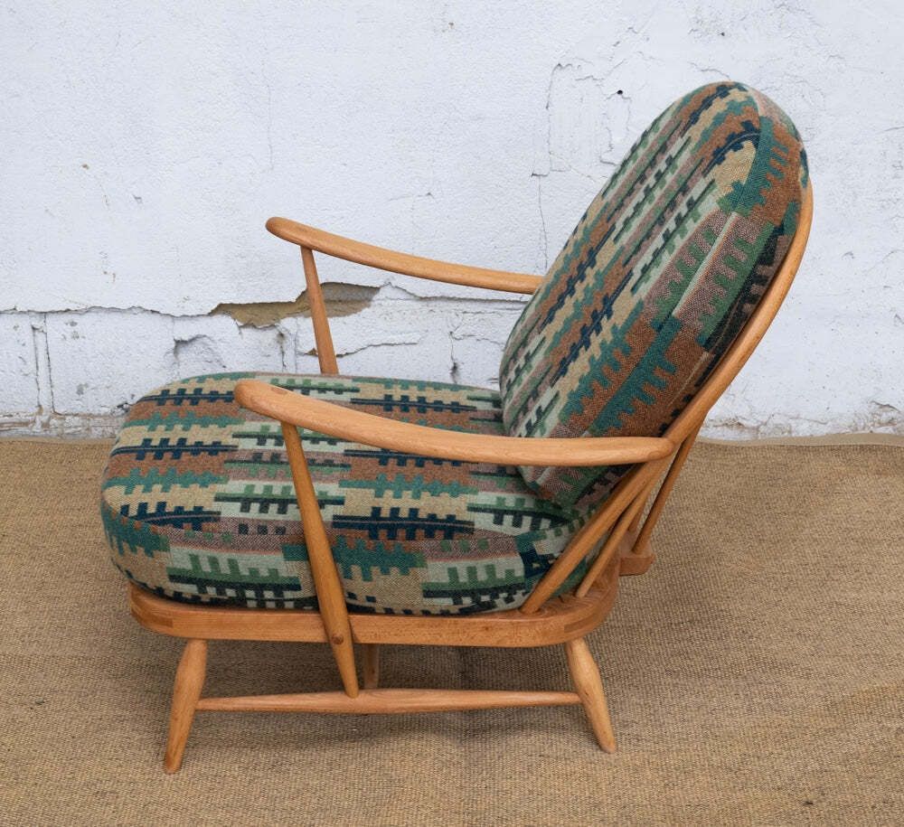 Vintage  Ercol Windsor 203 Armchair Fully Restored Melin Tregwynt Welsh photo for sale