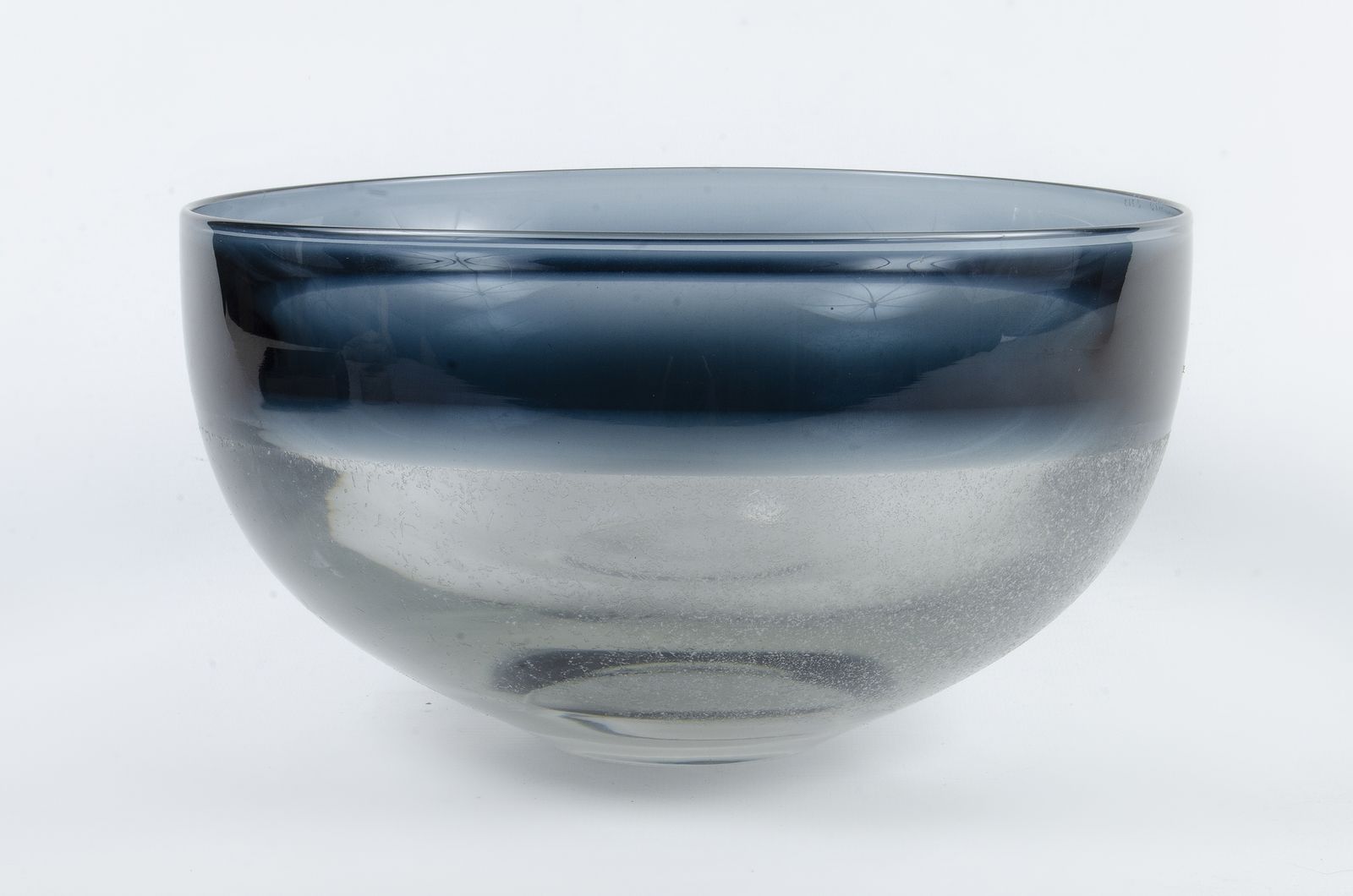 1960s Scandinavian Modern Blue Tinted Art Glass Decorative Bowl By Timo Sarpaneva, Finland photo furniture