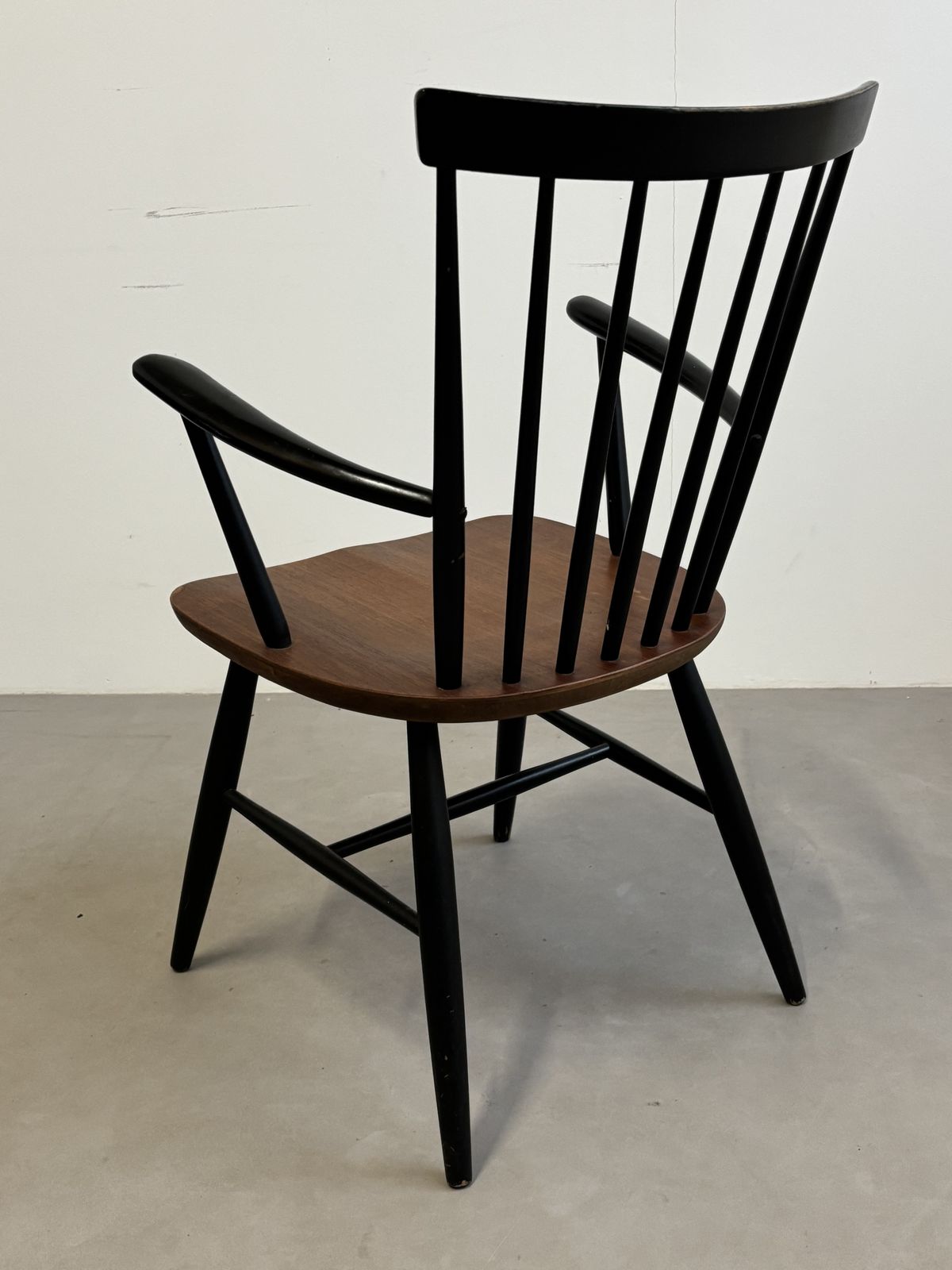 Vintage Mid Century Dutch Teak Spindle Desk Chair From Pastoe, Netherlands 1960s photo vinterior