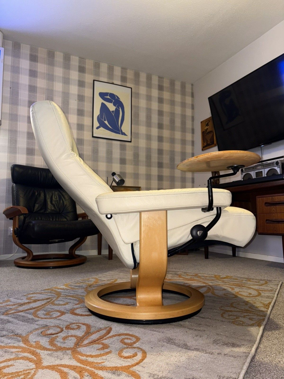 photo for sale Ekornes Stressless Leather Armchair Retro G Plan Era Mcm Style Vintage