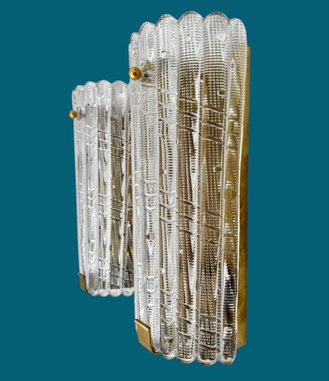 A Large Pair Of Swedish 1960s Orrefors Glass And Brass Wall Sconces By Carl Fagerlund photo furniture