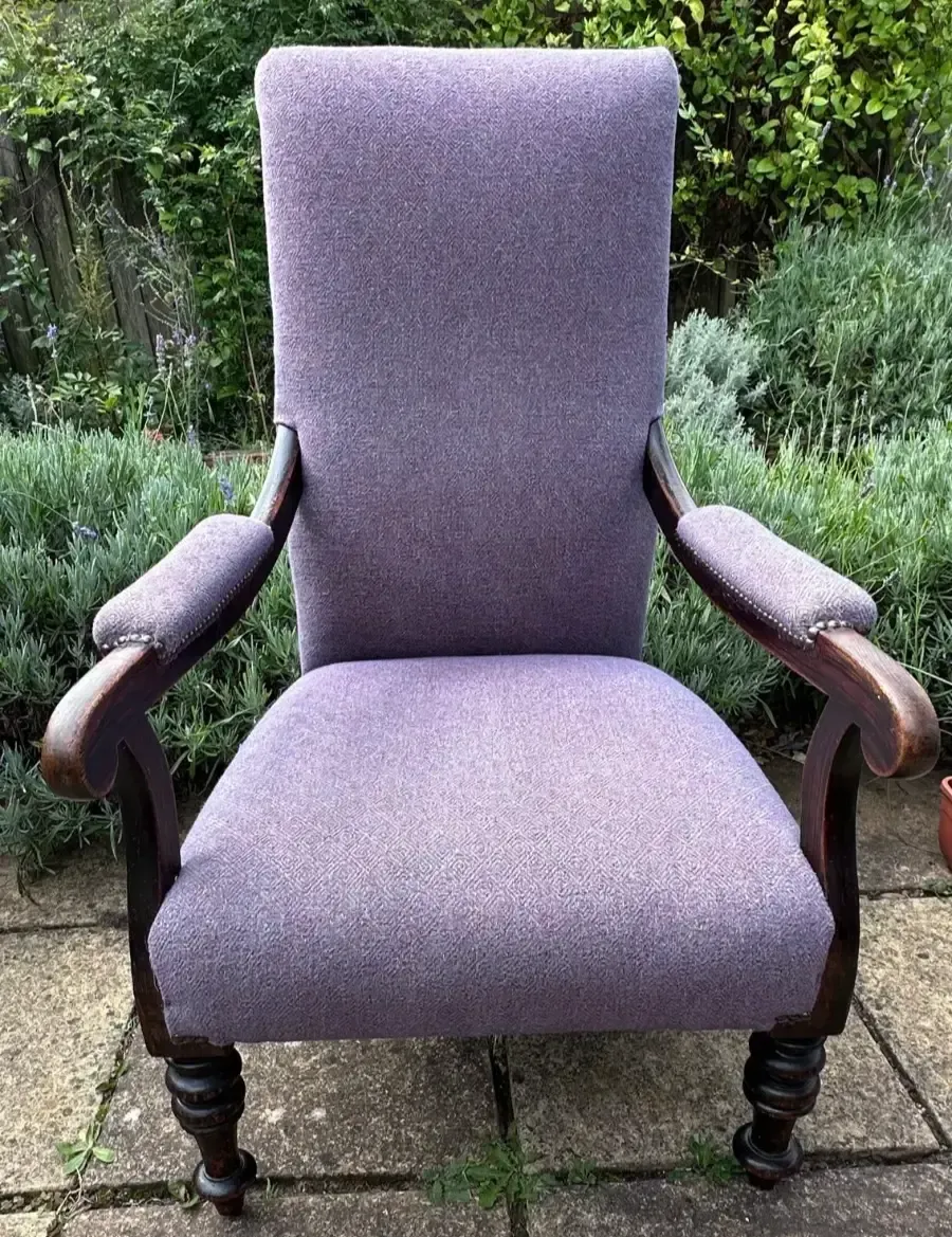 19th Century Open Arm Library Chair Voltaire Chair Deep Seat