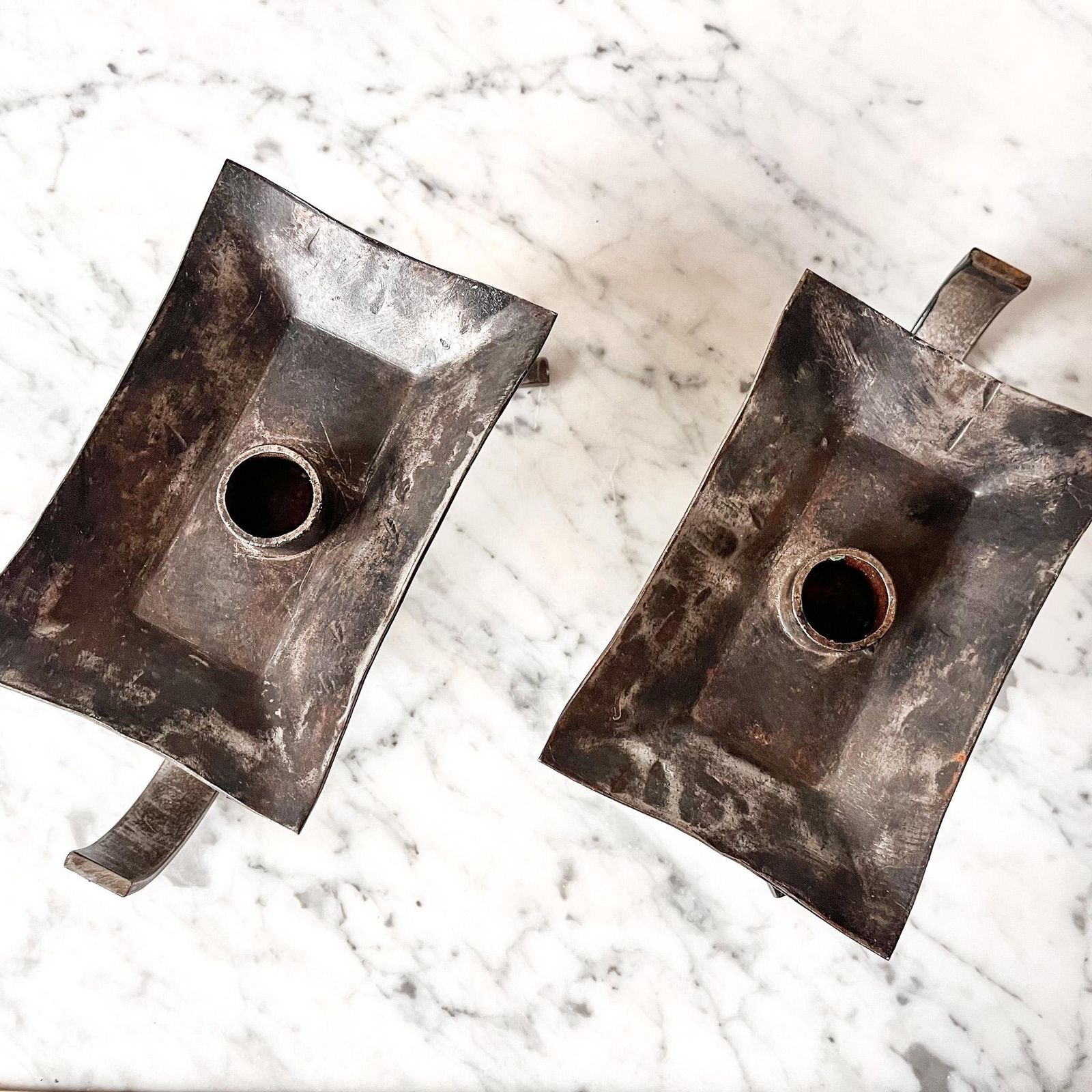 A Pair Of Brutalist Mid Century Wrought Iron Candlesticks photo 118.0