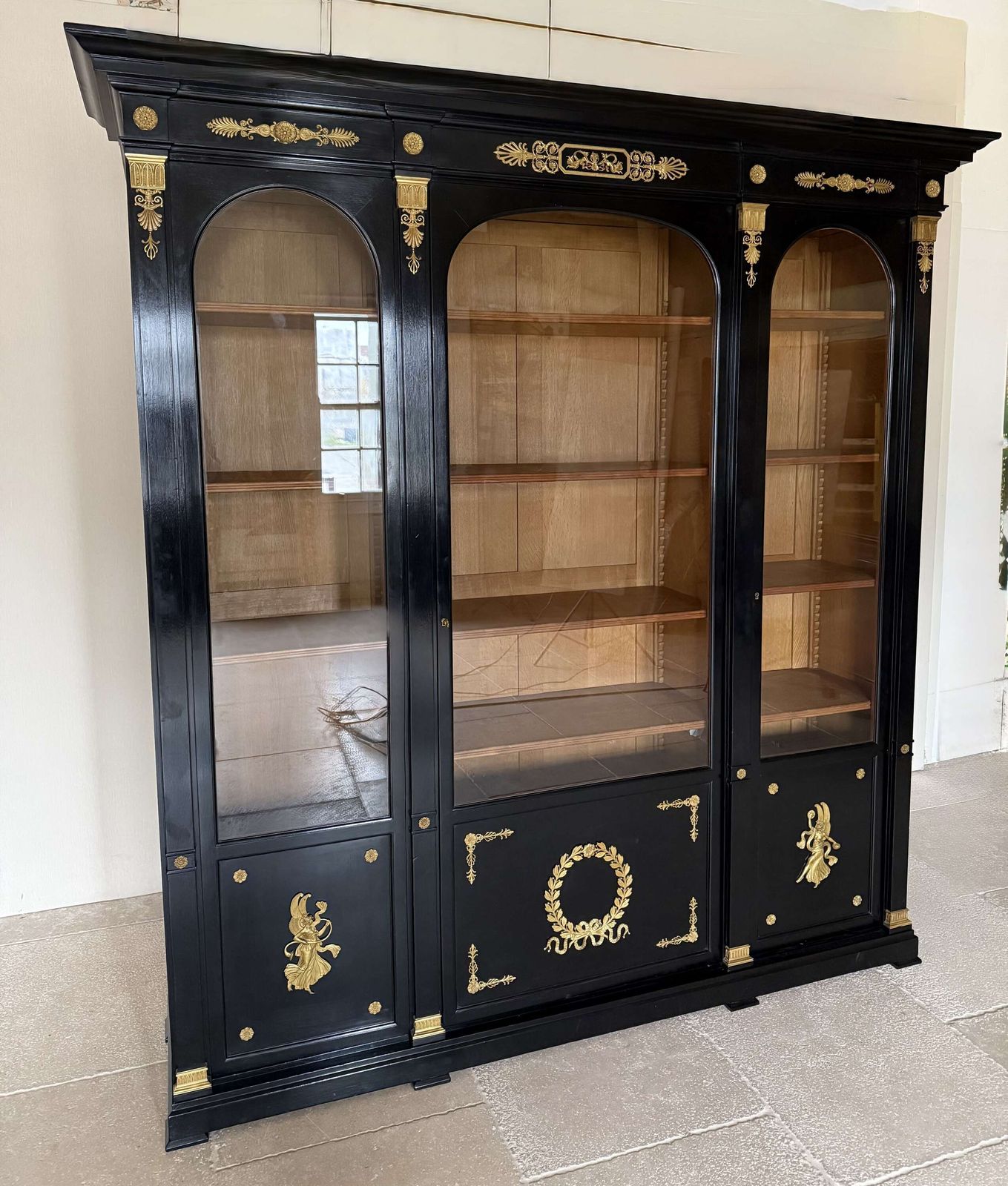 Late 19th Century French Empire Style Ebonised Bookcase