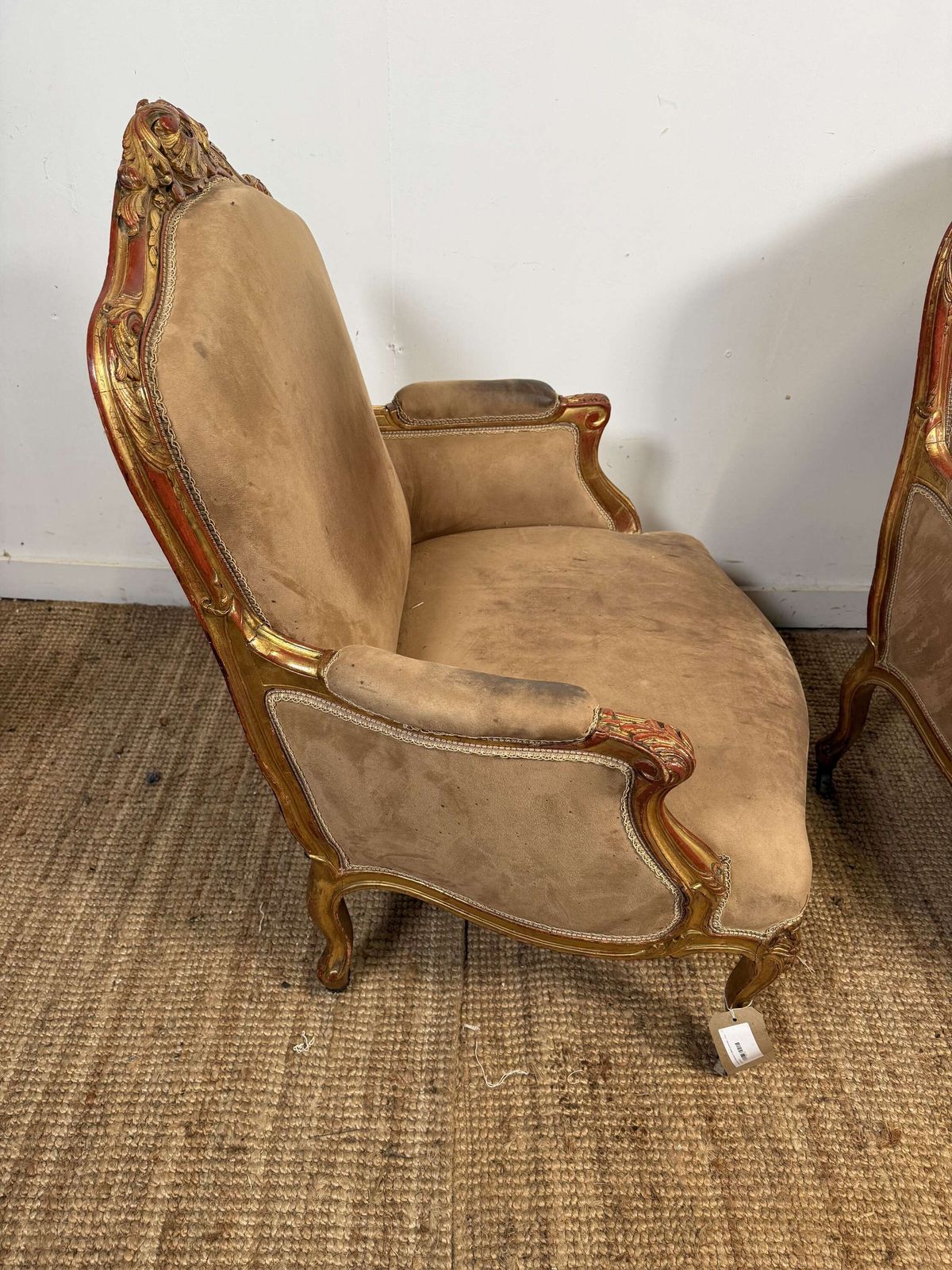 photo for sale Pair Of Napoleon III Gilded Armchairs