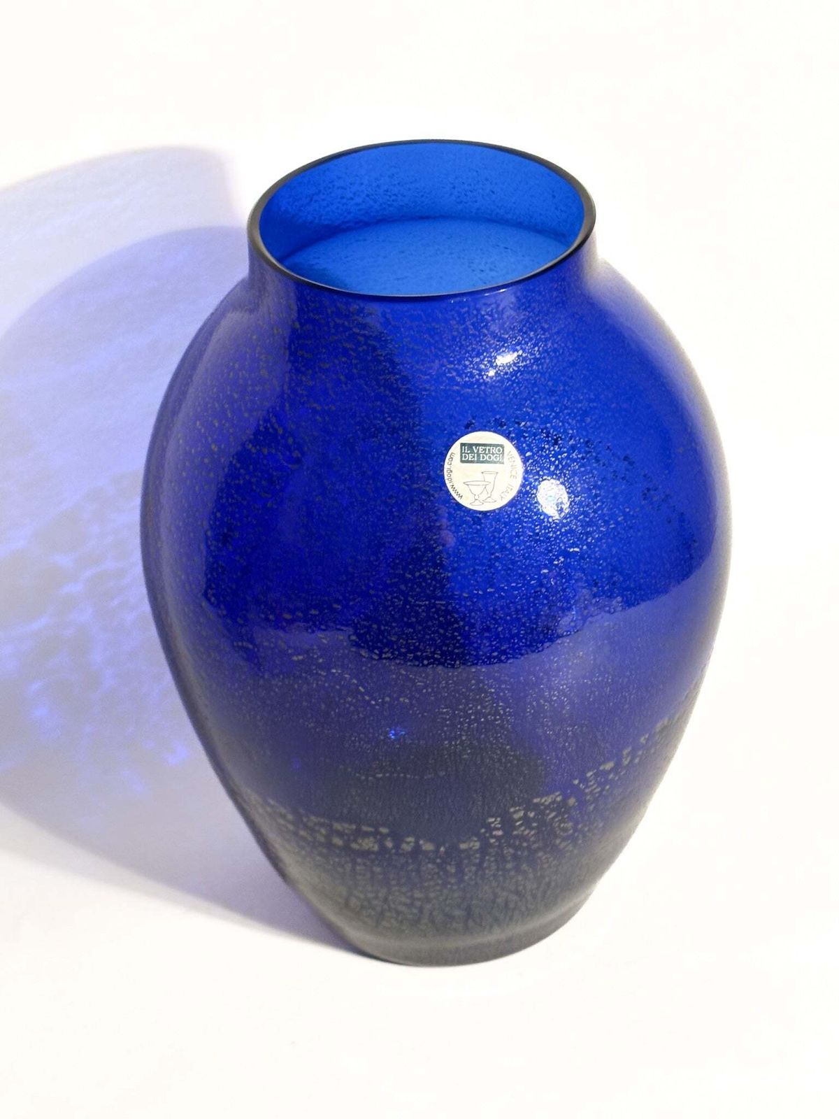 Blue Murano Glass Vase With Silver Inserts, Il Vetro Dei Dogi, 1980s photo vinterior