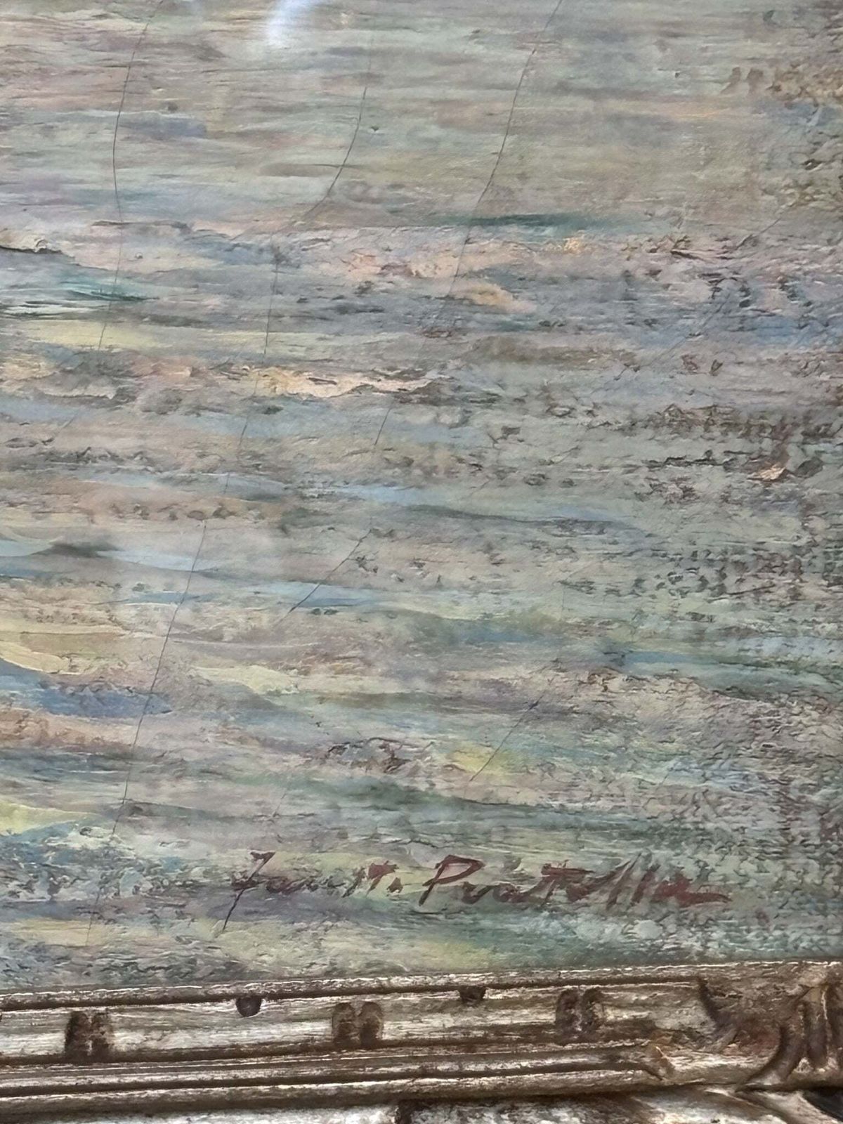 Oil Painting On Panel Of Marina By Fausto Pratella, 1950s photo vinterior