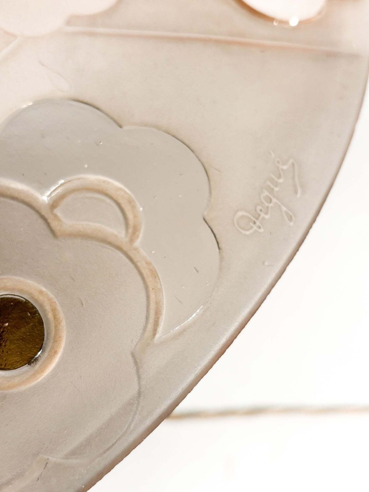 Lighting Table Lamp In Pressé Moulé Verre By Verrerie D'art Degué, 1930s photo
