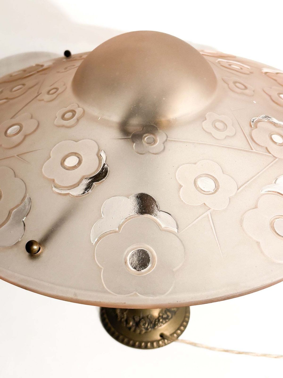 1432.0 Table Lamp In Pressé Moulé Verre By Verrerie D'art Degué, 1930s photo
