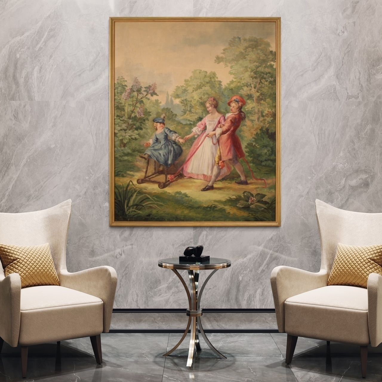 photo vinterior Italian Painting Romantic Scene From 20th Century