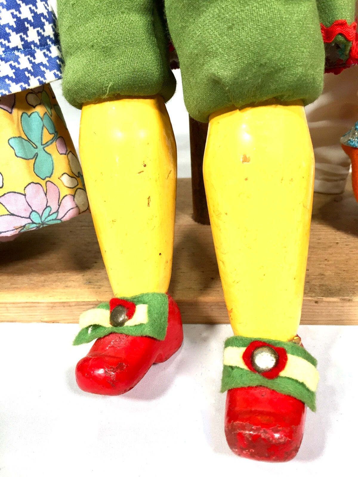 photo for sale Antique Set Of Punch & Judy Character Hand Puppets By Wal Kent On Display Stand