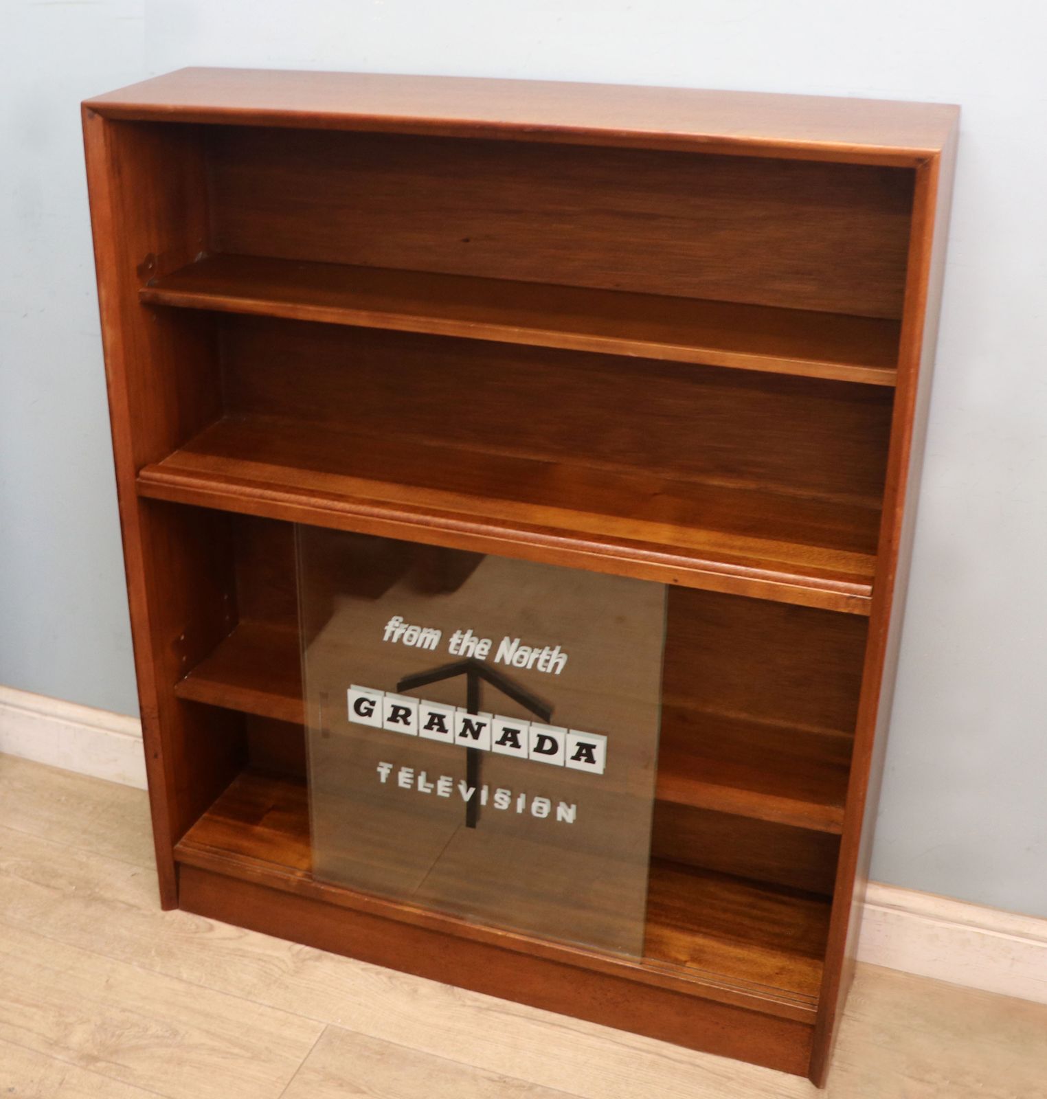 This Retro Teak Bookcase Cabinet By Herbert Gibbs,  Later Sign Written For Granada Television. photo 395.0