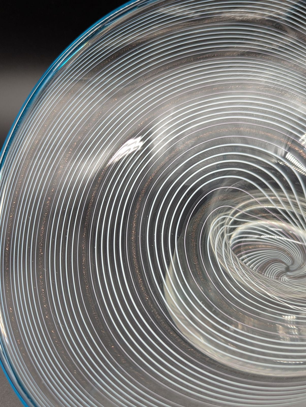 Murano Aventurine Glass Pedestal Bowl With Turquoise Rim, Italy C.1950s–60s photo for sale