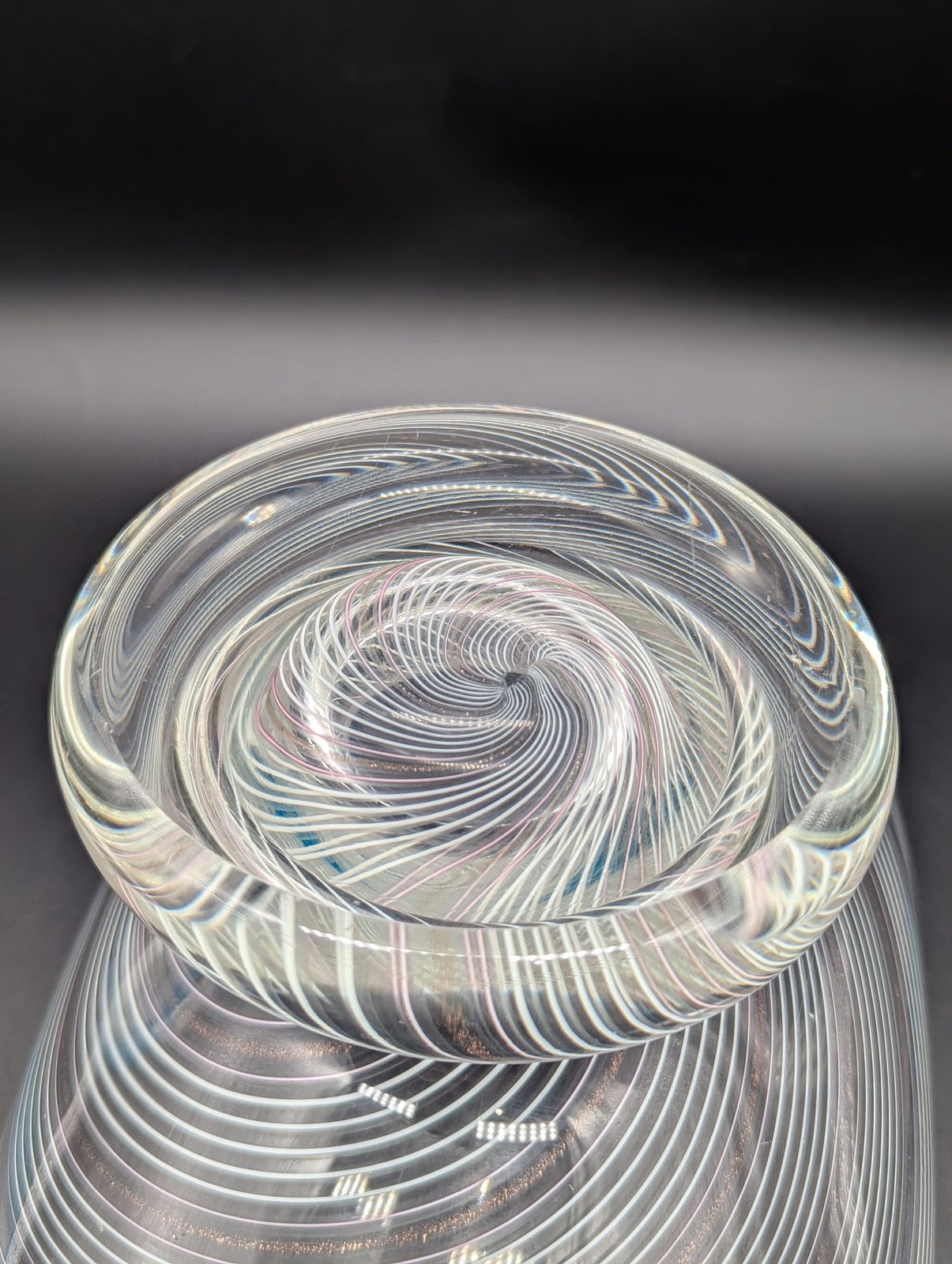 Home Decor Murano Aventurine Glass Pedestal Bowl With Turquoise Rim, Italy C.1950s–60s photo
