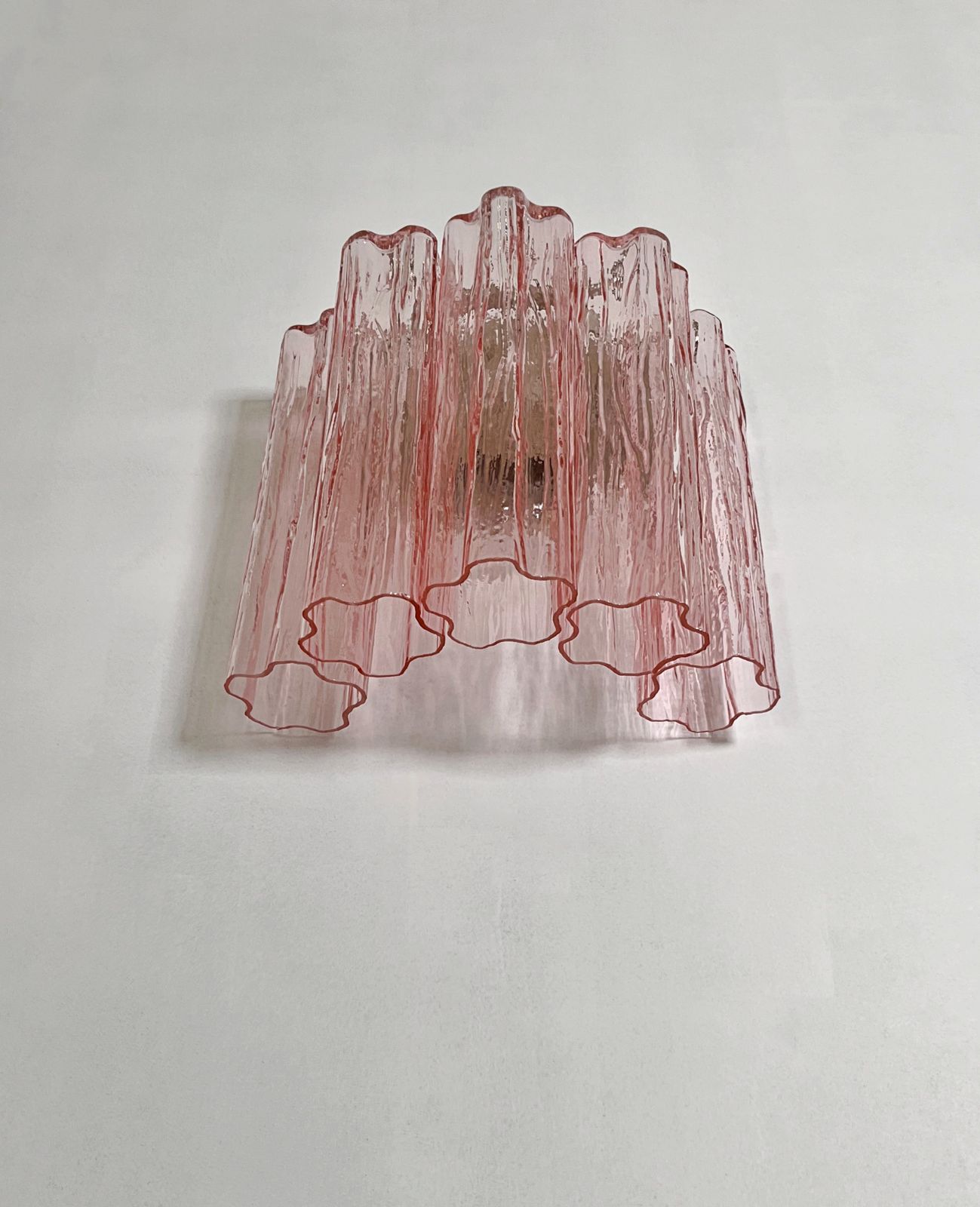 Fantastic Pair Of Murano Glass Tube Wall Sconces   5 Pink Glass Tube photo vintage