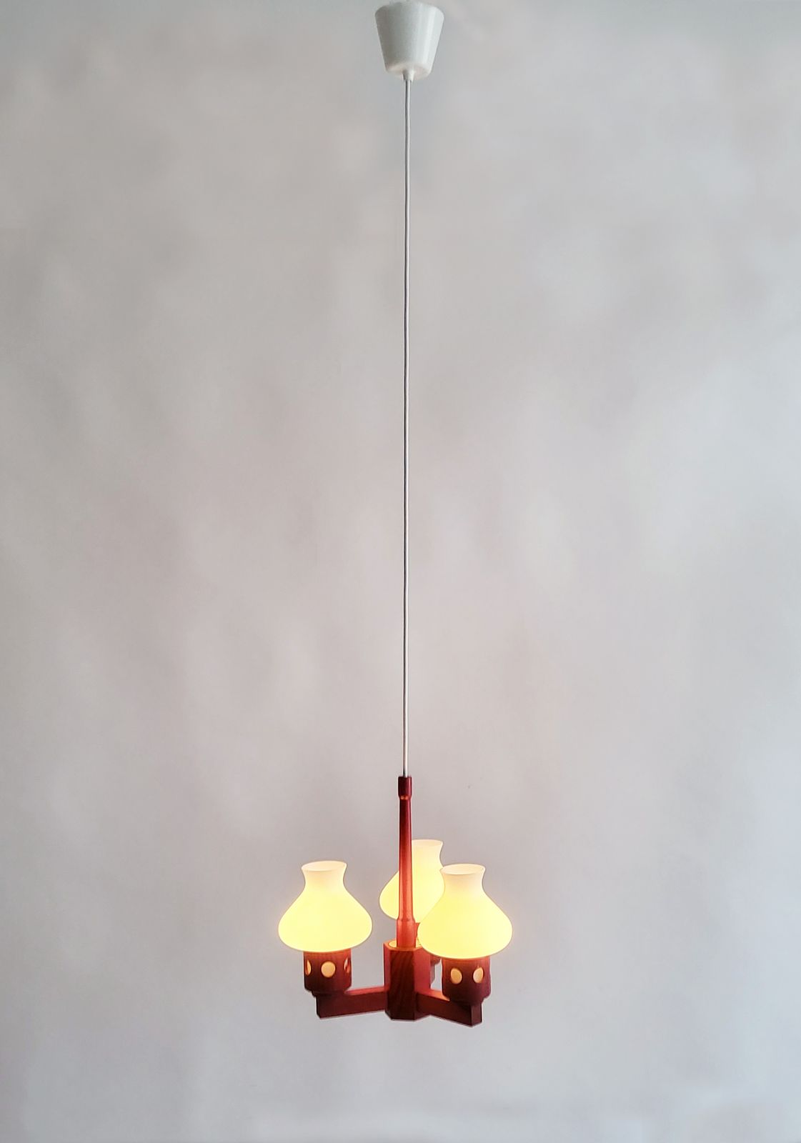 Mid Century Swedish Pine Wood Chandelier, 1960s photo for sale