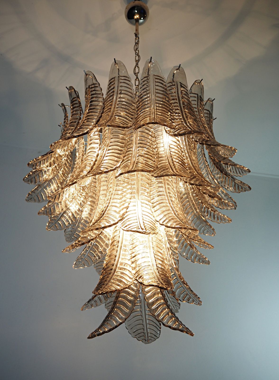 1610.0 Huge Italian Murano Six Tier Smoked Felci Glass Chandelier photo