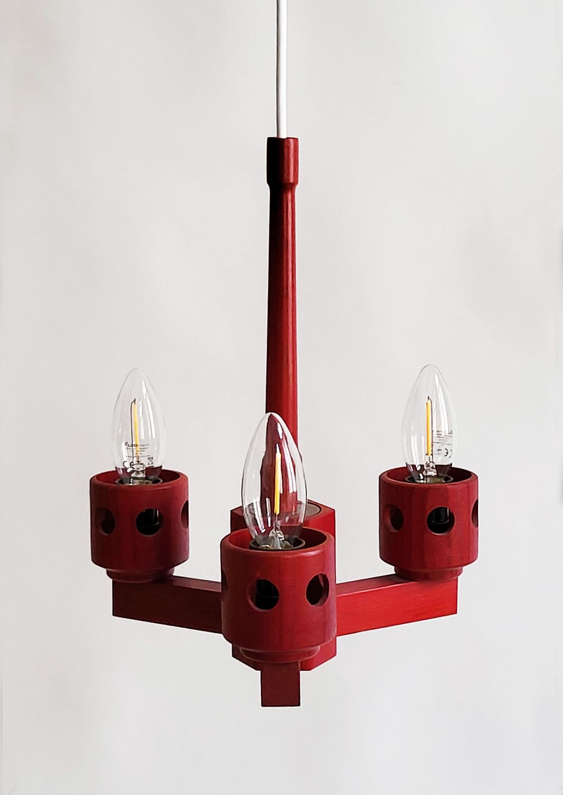 photo furniture Mid Century Swedish Pine Wood Chandelier, 1960s