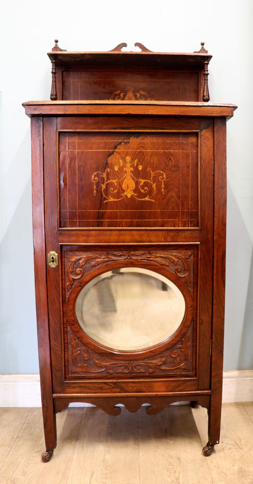 A Lovely Late 19th Century Hardwood And Inlaid Former Sheet Music Cabinet.