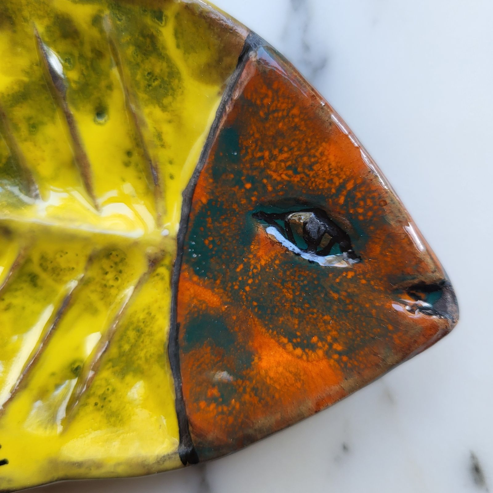 Trio Of Hand Painted Mid Century Ceramic Fish Dishes, San Marino, 1960s photo vinterior