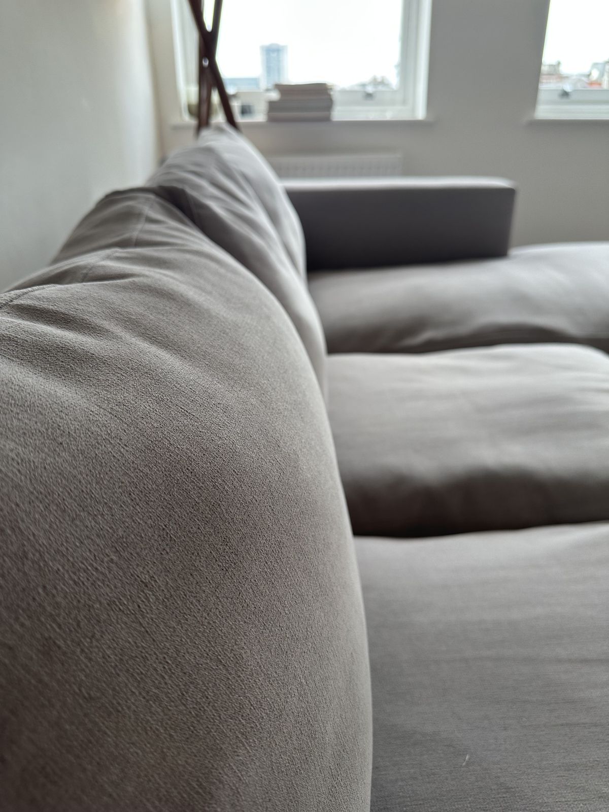 photo furniture Raft Manhattan 4 Seater Chaise Sofa – Silver Performance Fabric, Reversible Chaise, 227cm Sleeping Length (Photo Included)