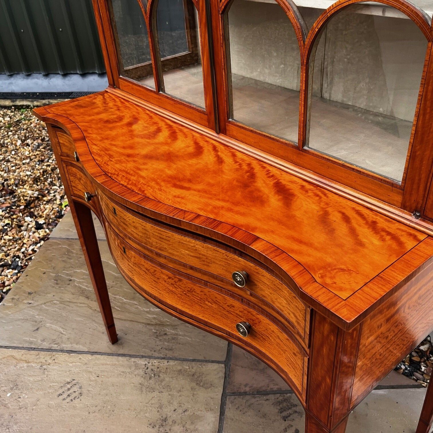 A Beautiful Sheraton Revival Satinwood Display Cabinet. photo Furniture