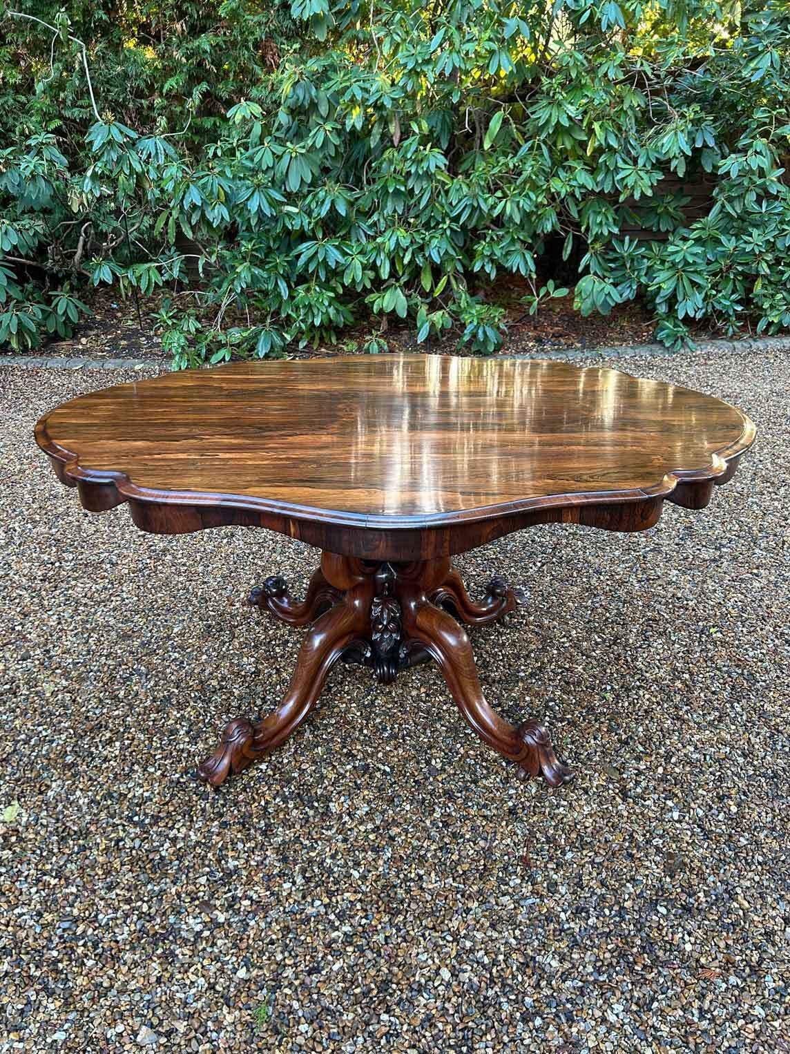 William IV Rosewood Tilt Top Oval Serpentine Dining Table photo furniture