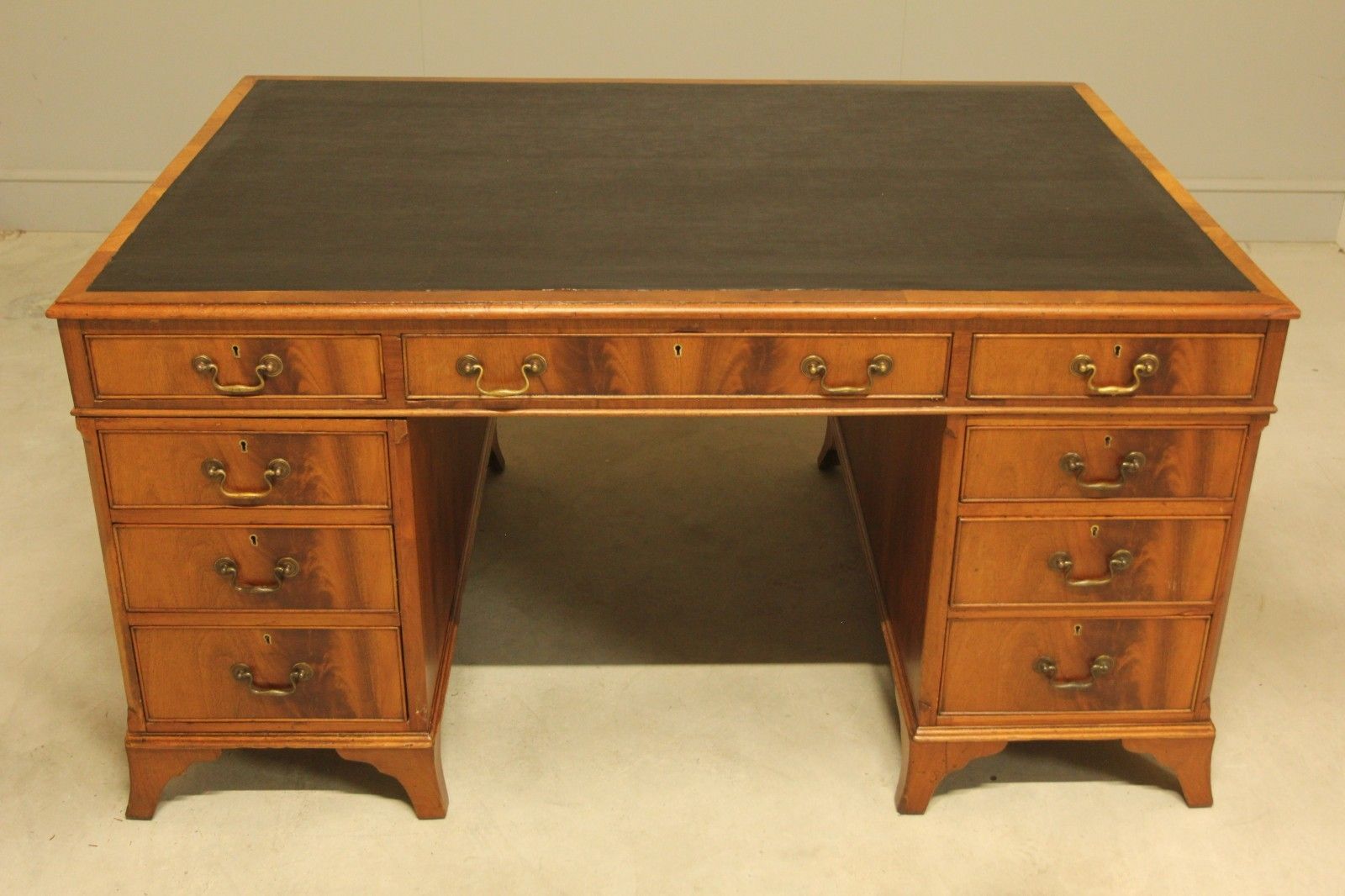An Early 20th Century Curl Mahogany Partners Desk photo for sale
