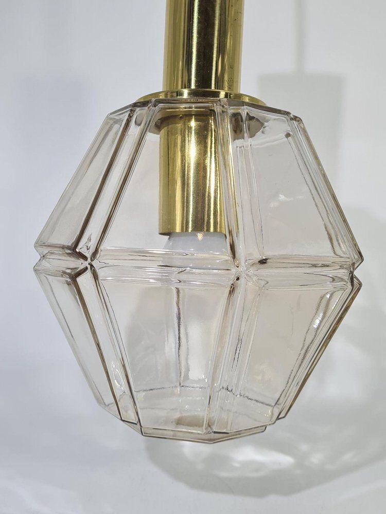 Mid Century Modern Pendant Lamp In Faceted Glass From Glashütte Limburg, 1960s photo furniture
