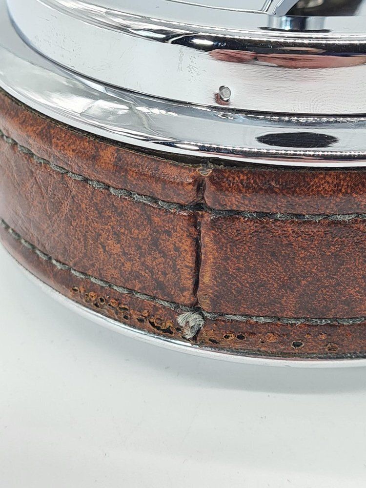 Vintage Erhard Ashtray In Chrome And Leather, 1950s photo for sale