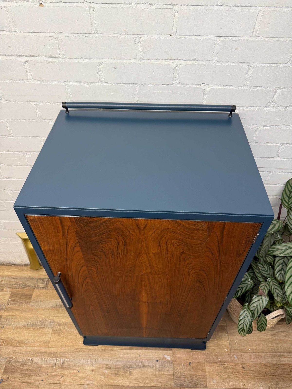 Art Deco Walnut Veneer Cupboard – Painted In Farrow & Ball Hague Blue photo 645.0