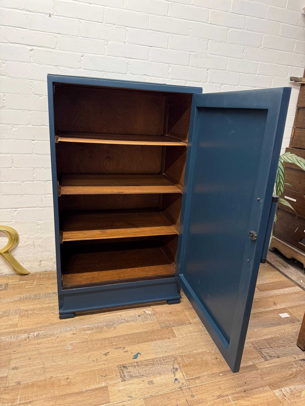Art Deco Walnut Veneer Cupboard – Painted In Farrow & Ball Hague Blue photo vintage