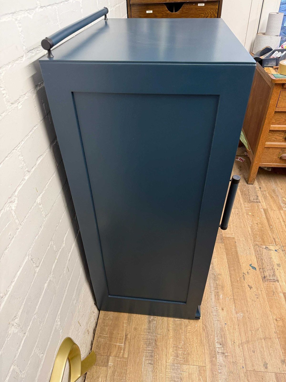 Furniture Art Deco Walnut Veneer Cupboard – Painted In Farrow & Ball Hague Blue photo