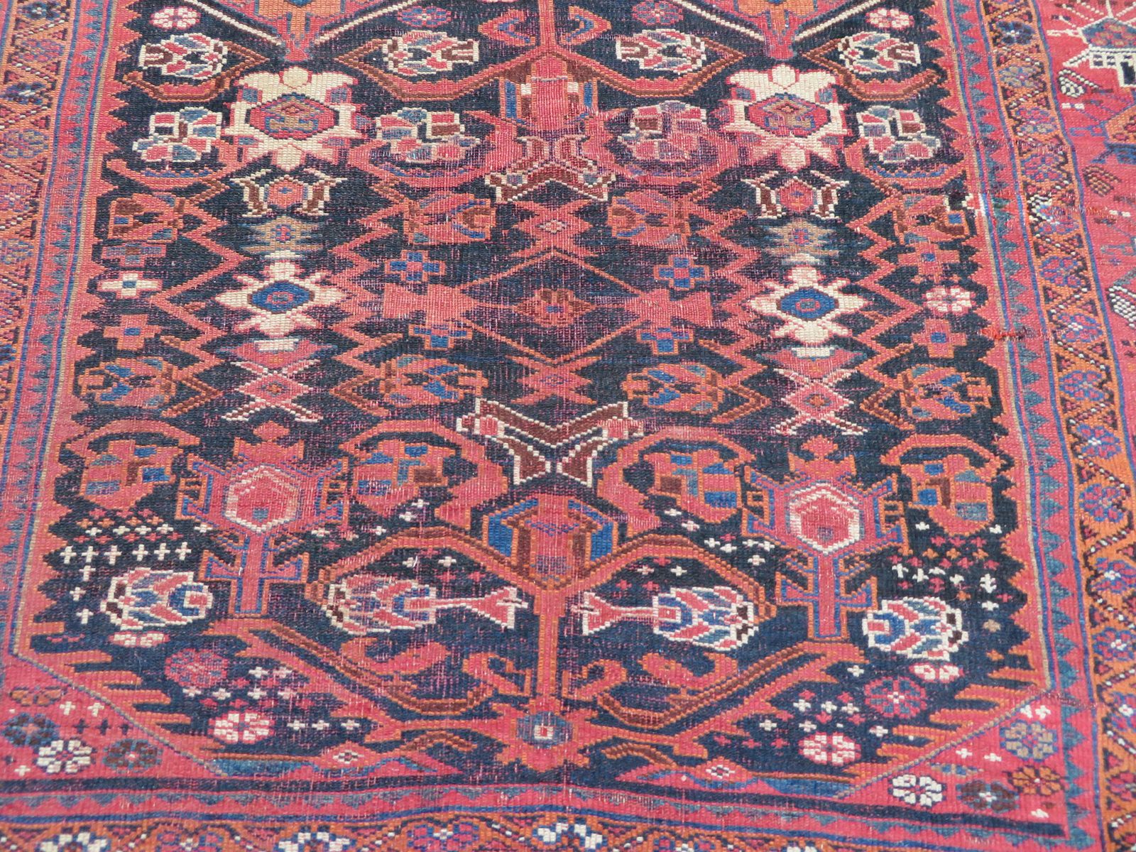 Rare Antique Bakhtiari Tribal Village Carpet. 300cm X 169cm. photo Textiles