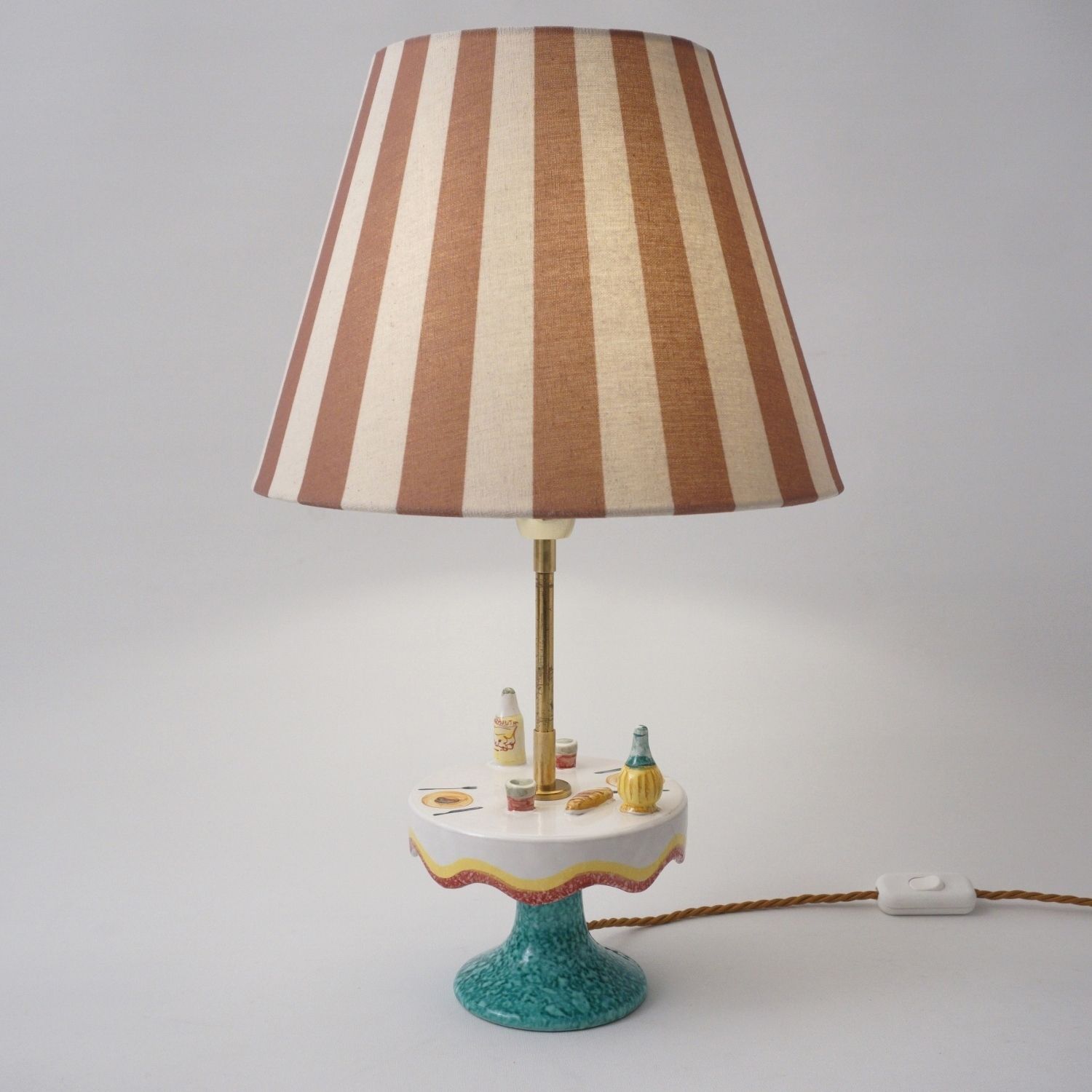 Vintage Mid Century Florentine Ceramic Table Lamp By Maf (Manifattura Artistica Fiorentina), 1950`s Ca, Italian   Rewired