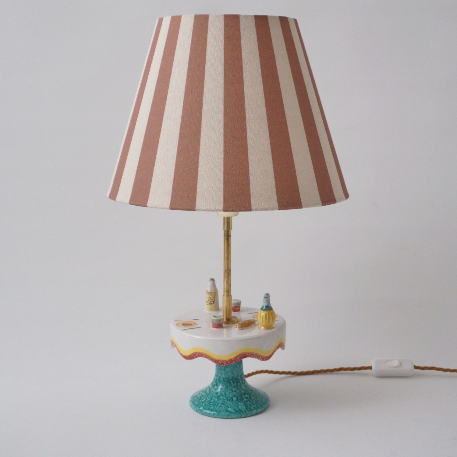 Vintage Mid Century Florentine Ceramic Table Lamp By Maf (Manifattura Artistica Fiorentina), 1950`s Ca, Italian   Rewired photo furniture