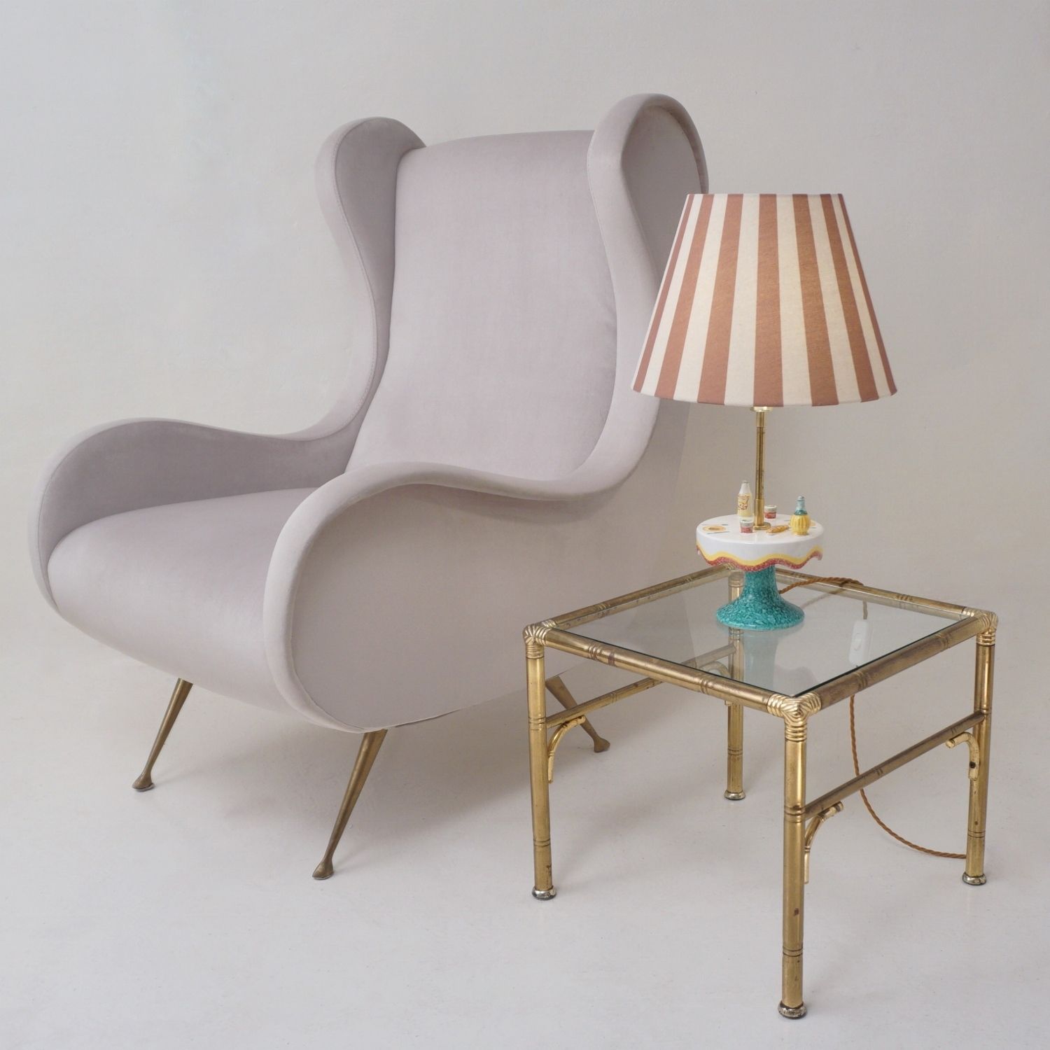 Vintage Mid Century Florentine Ceramic Table Lamp By Maf (Manifattura Artistica Fiorentina), 1950`s Ca, Italian   Rewired photo Lighting