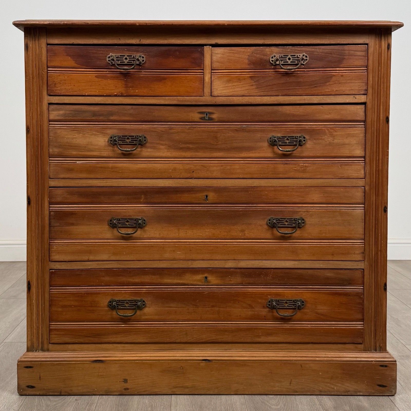 Antique 20th Century Rustic Satinwood Chest Of Drawers