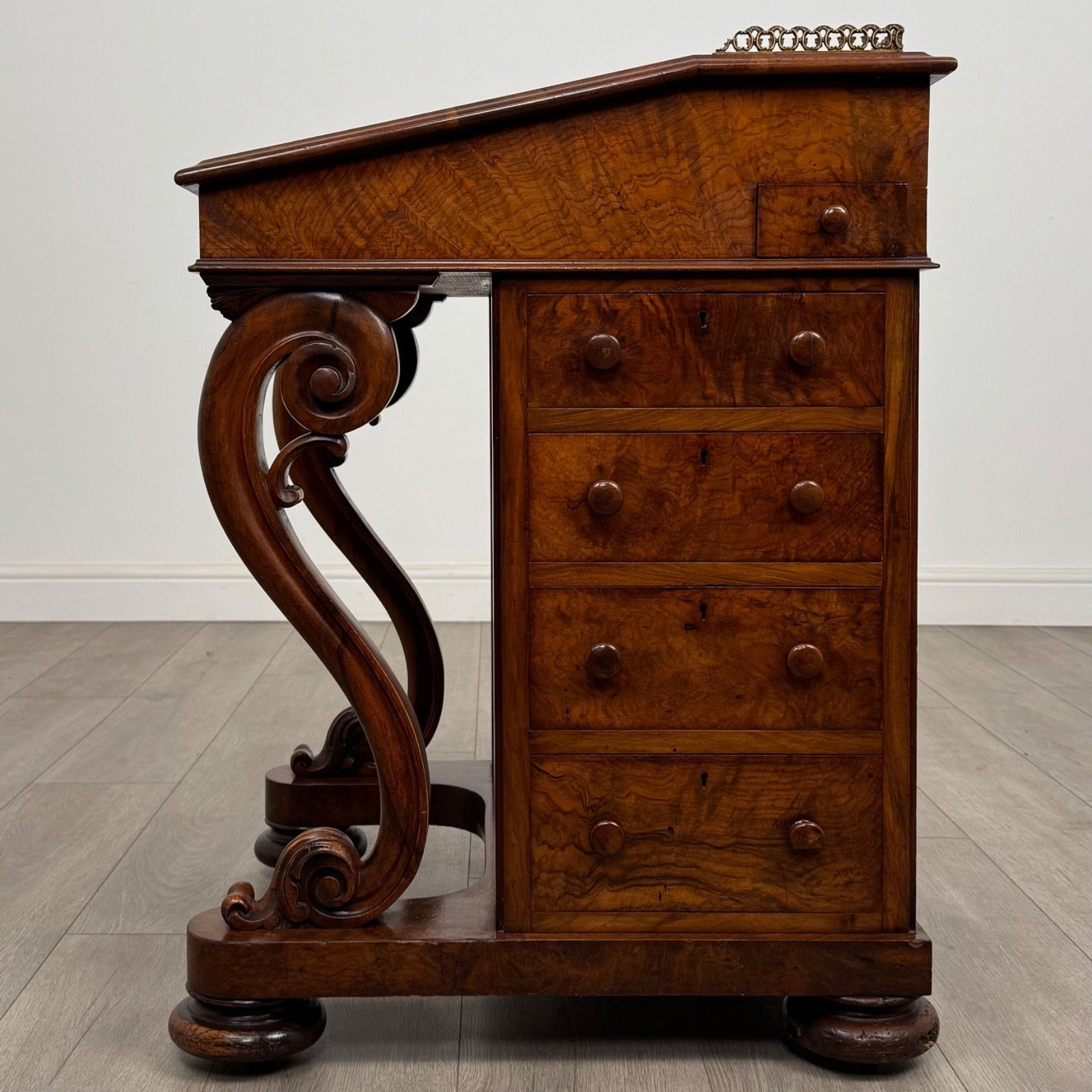 Antique 19th Century Fine Quality Burr Walnut Davenport Desk photo for sale