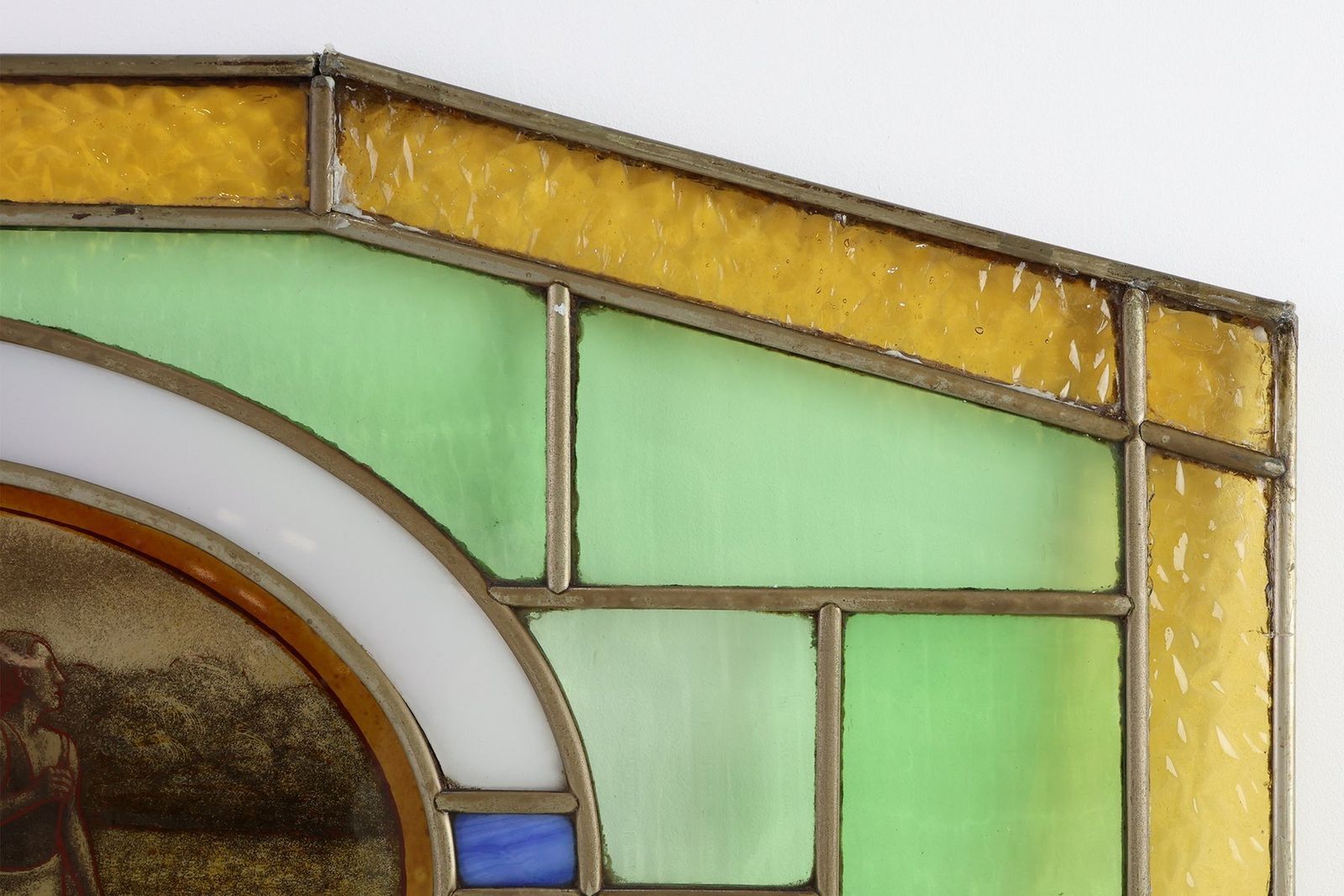 photo furniture Art Deco Stained Glass Panel Depicting Runners In Motion, Belgium, 1910s