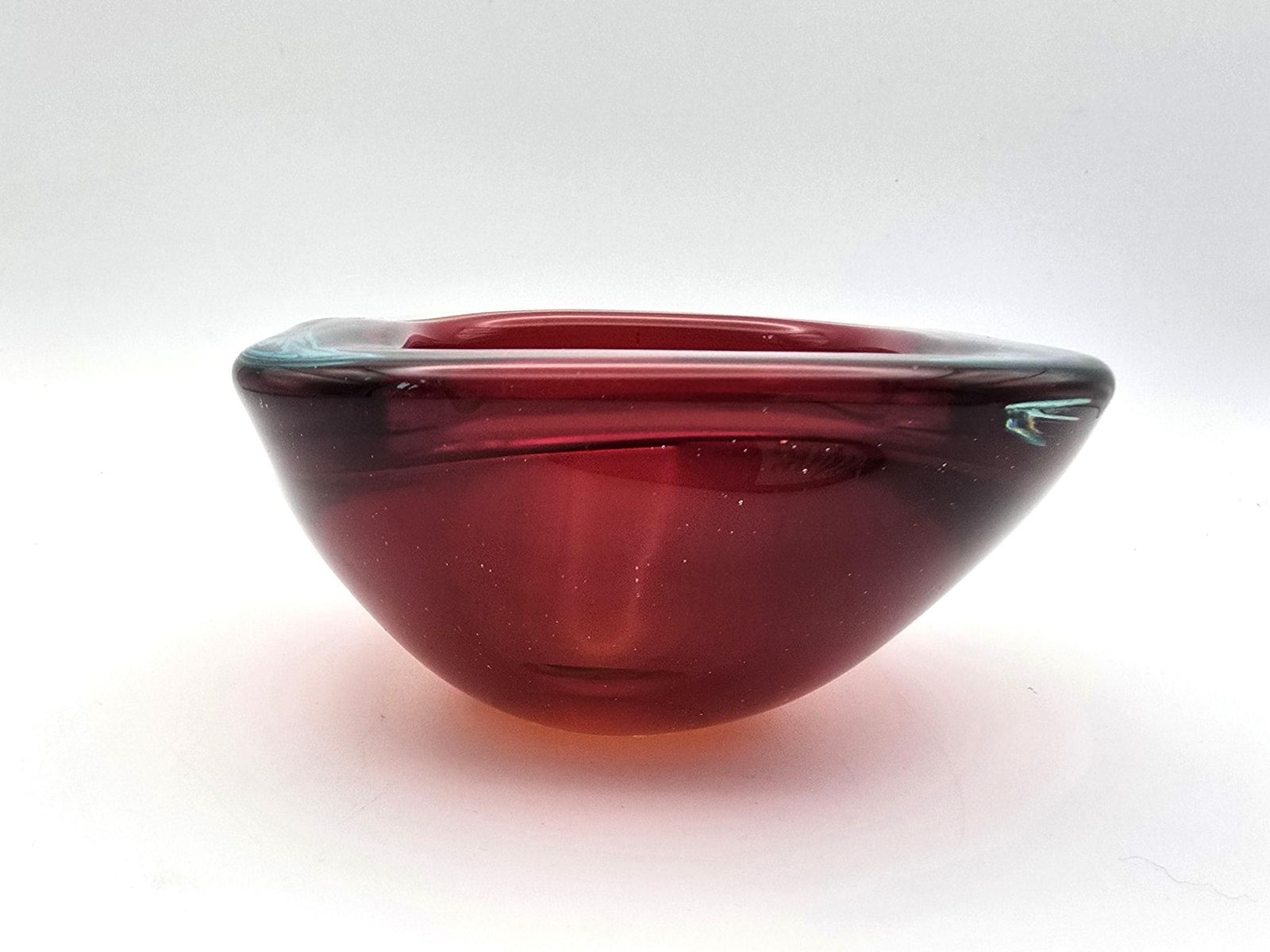 Vintage Murano Glass Geode Bowl – Red & Teal Italian Art Glass Ash Tray photo 80.0