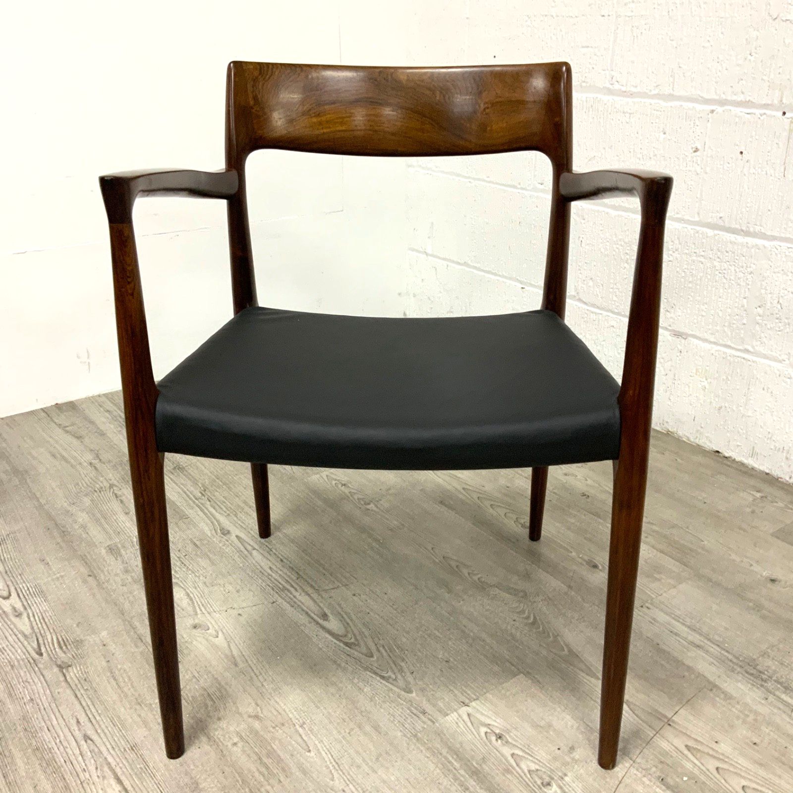 Neil’s Otto Moller Danish Rosewood Model 57 Office Library Chair   Black Leather photo furniture