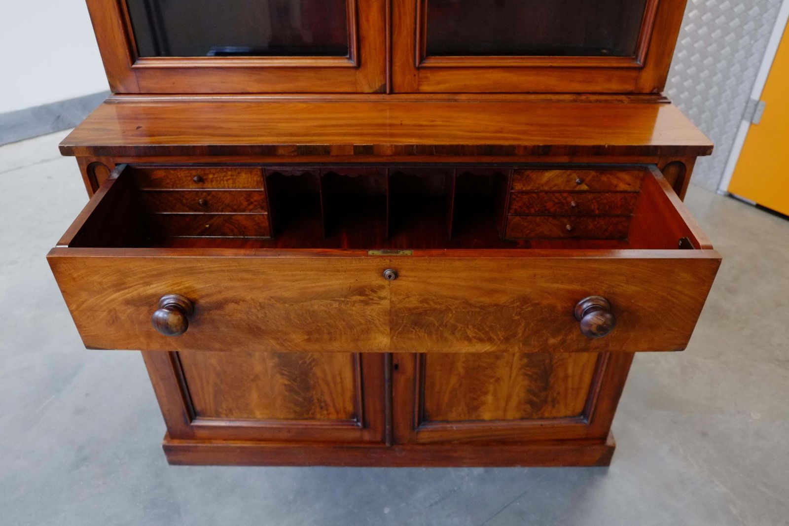 photo furniture English Antique Georgian Glazed Library Bookcase   Secretaire