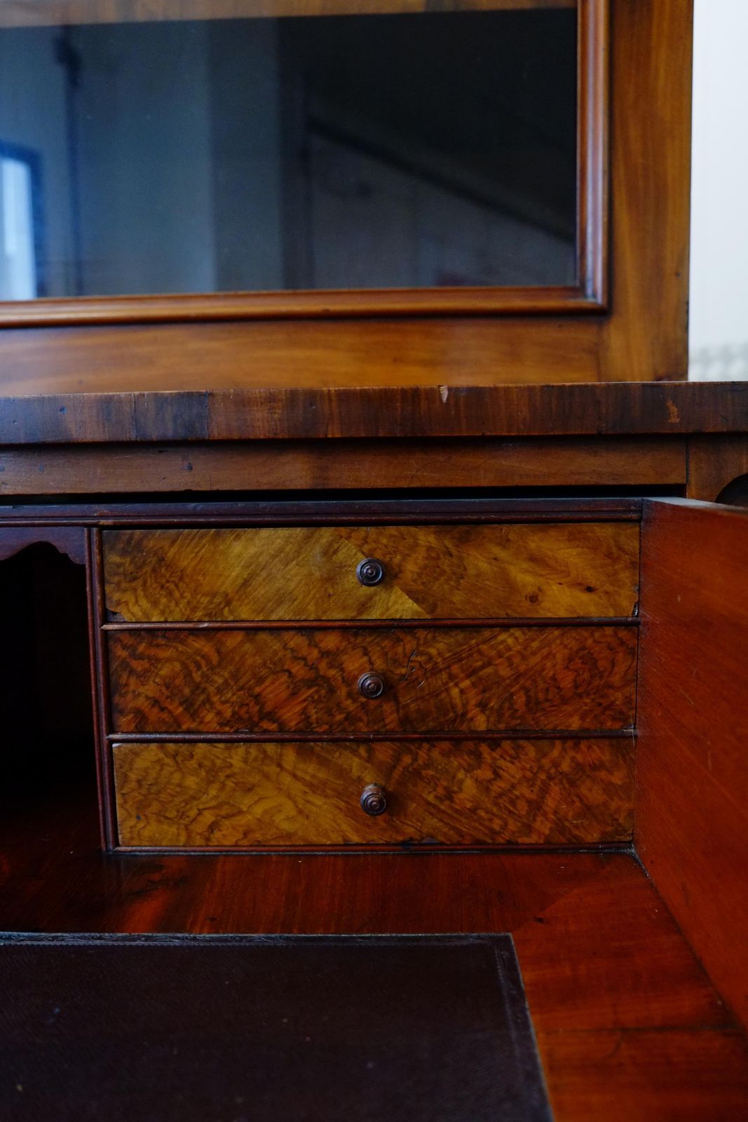 photo for sale English Antique Georgian Glazed Library Bookcase   Secretaire
