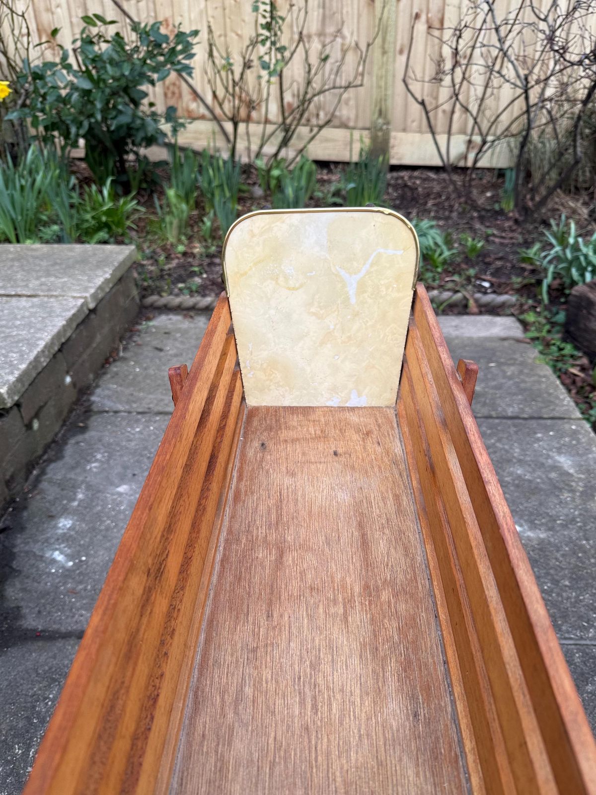 Garden Decor Mid Century / Retro Wooden Plant Stand On Tapered Black Painted Legs, 1960s–1970s photo