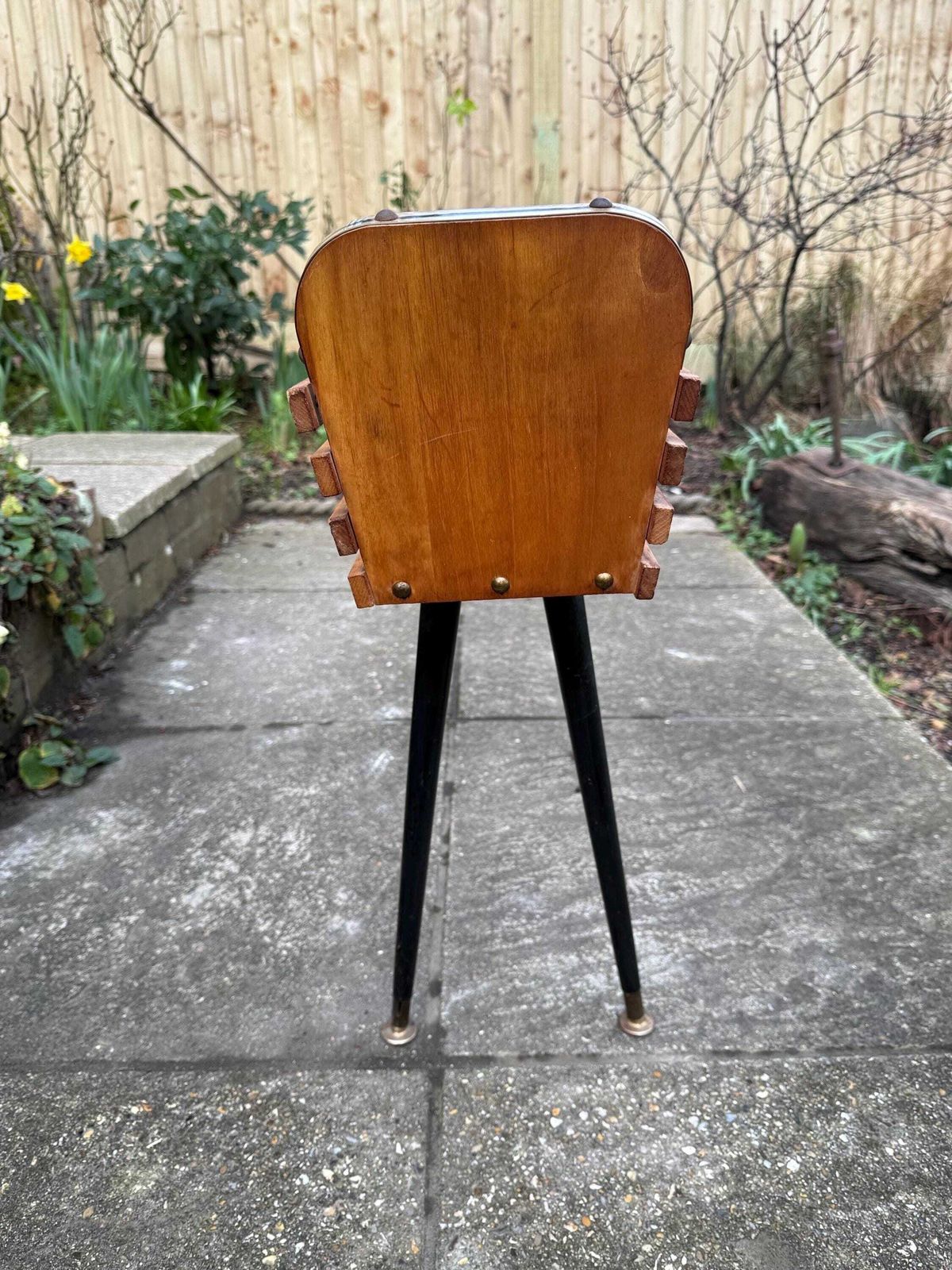 photo buy Mid Century / Retro Wooden Plant Stand On Tapered Black Painted Legs, 1960s–1970s