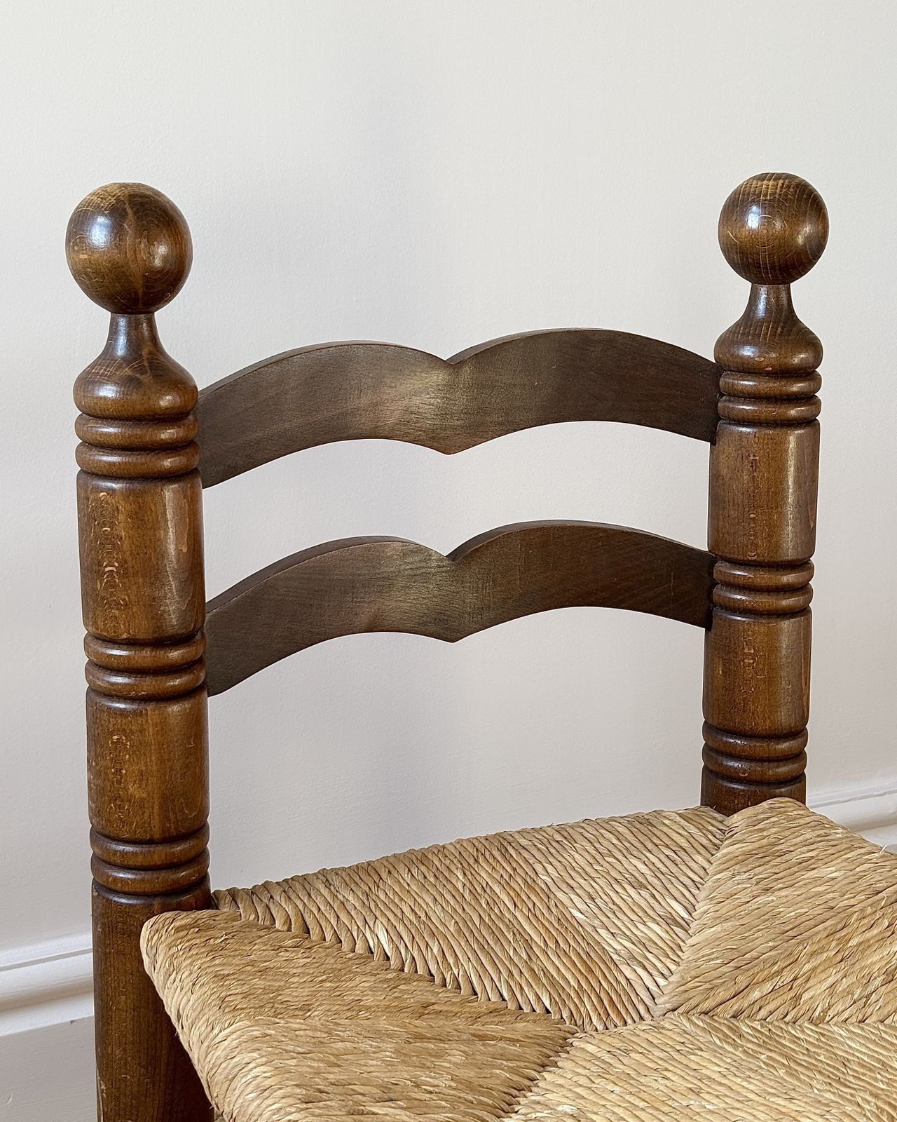 1940s French Oak & Rush Low Armchair, In The Manner Of Charles Dudouyt photo Furniture
