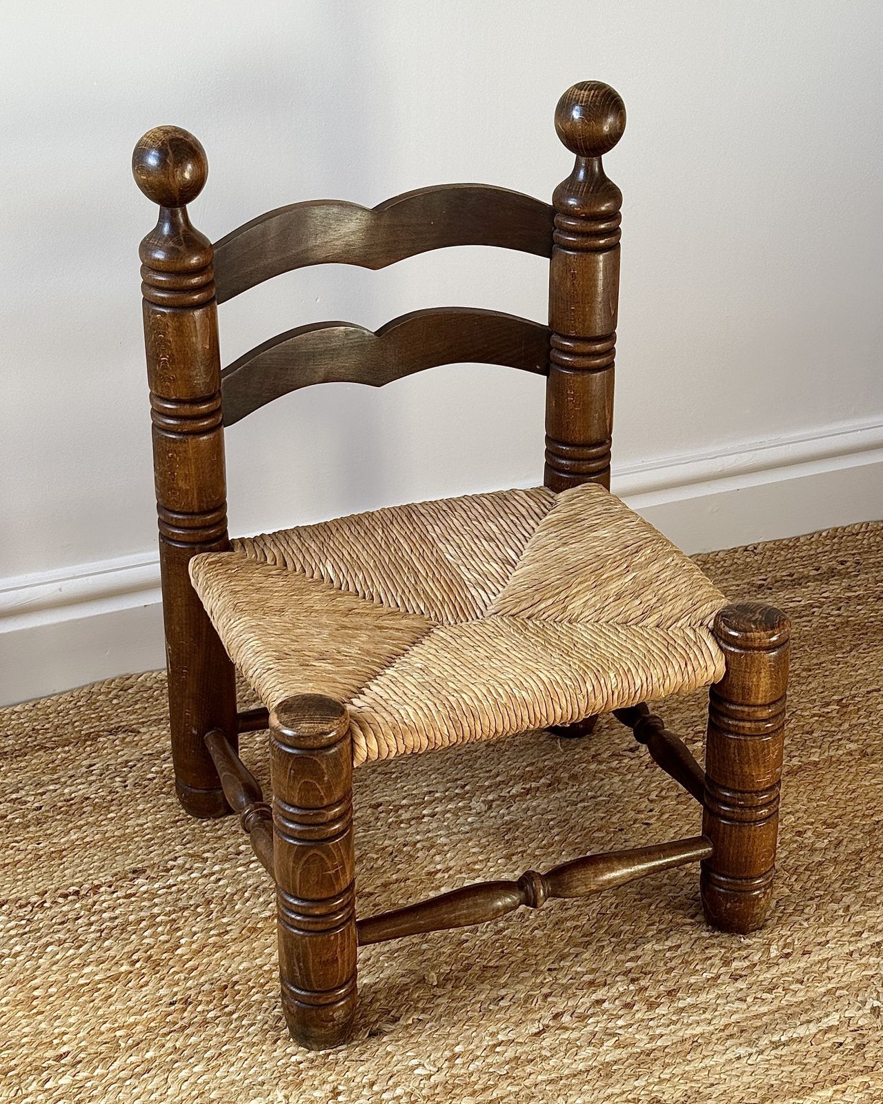 1940s French Oak & Rush Low Armchair, In The Manner Of Charles Dudouyt photo 395.0